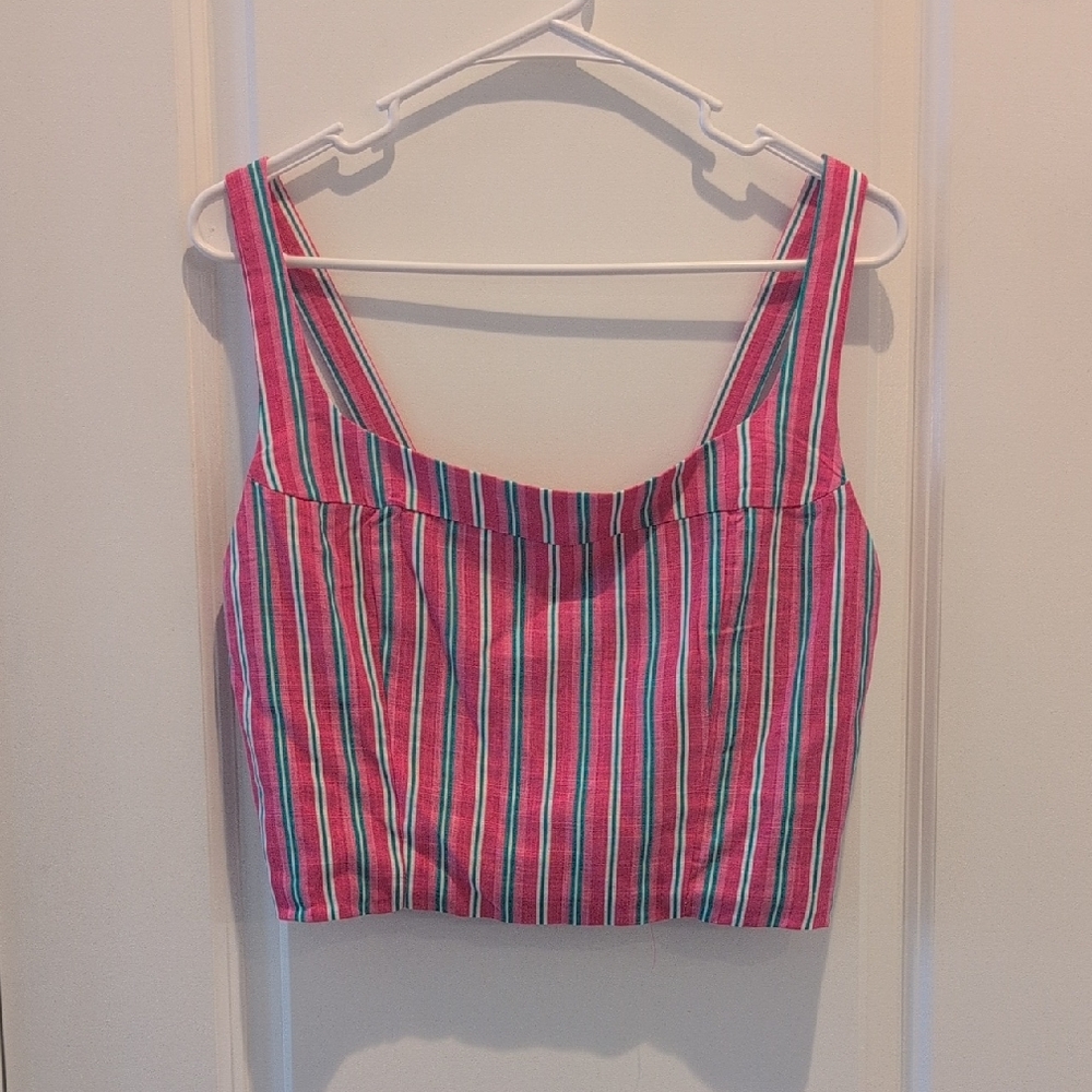 Copper Key Pink Striped Square-Neck Crop Top